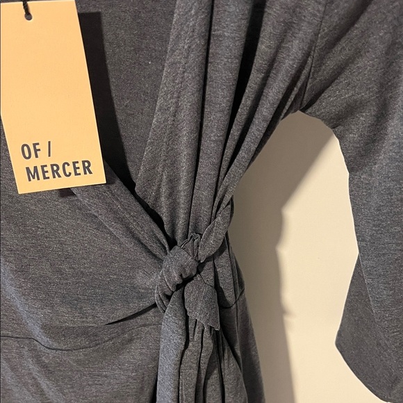 Elegant Charcoal Long Sleeve Wrap Dress - Picture 3 of 4